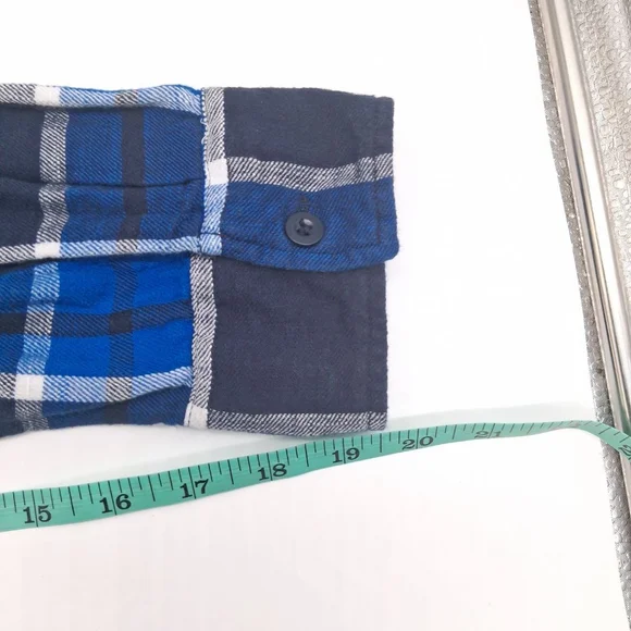 American Eagle Outfitters Men’s Medium Blue Plaid Flannel Button Up Shirt - Picture 8 of 8